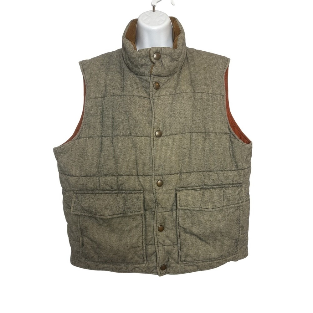 J Crew Womens Large Vest Puffer Quilted Herringbone Corduroy Collar‎ Gorpcore